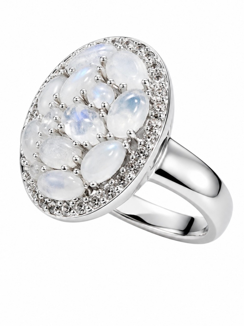Sterling Silver Moonstone Cluster Ring